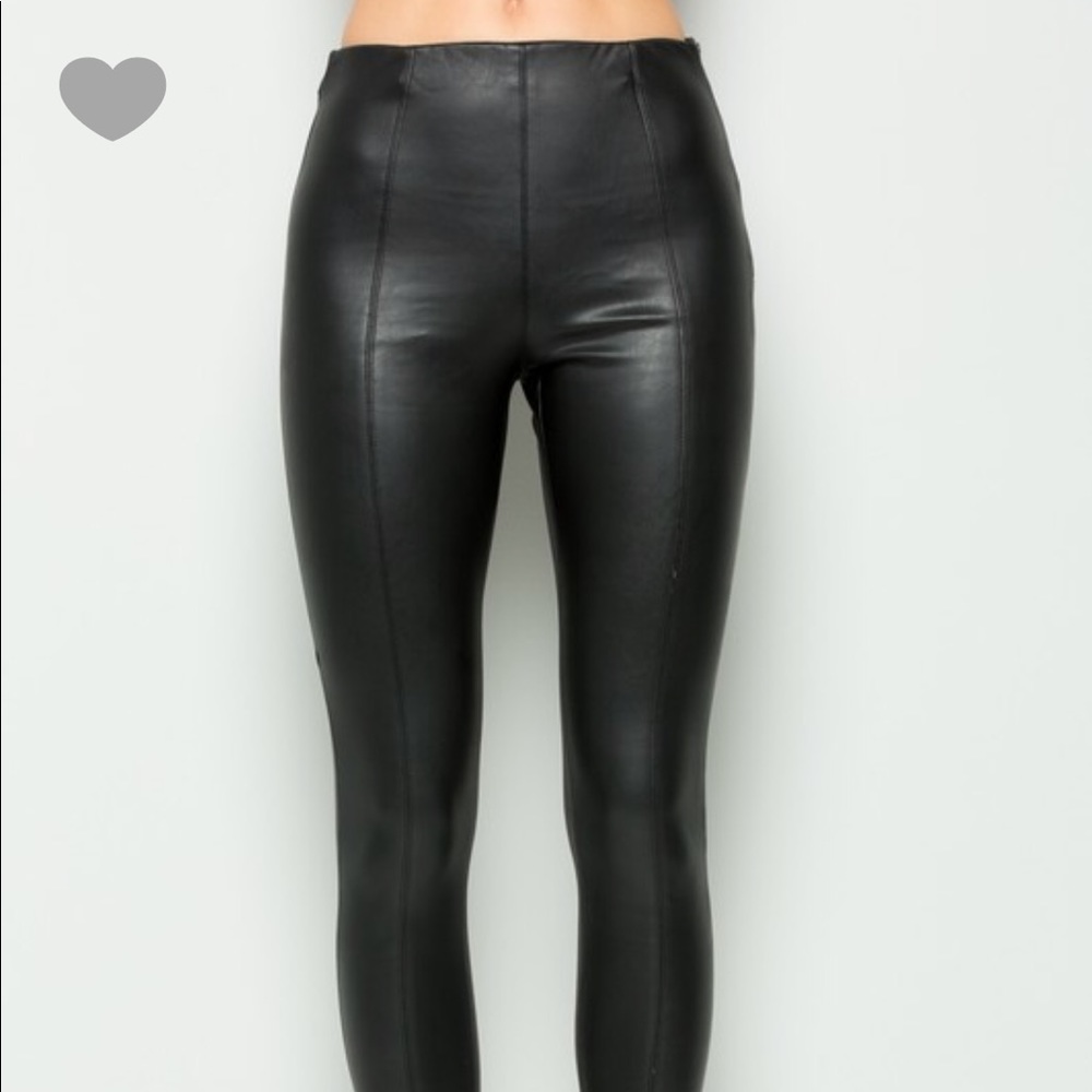 Fleece Lined Leather Leggings - Picture 6 of 8